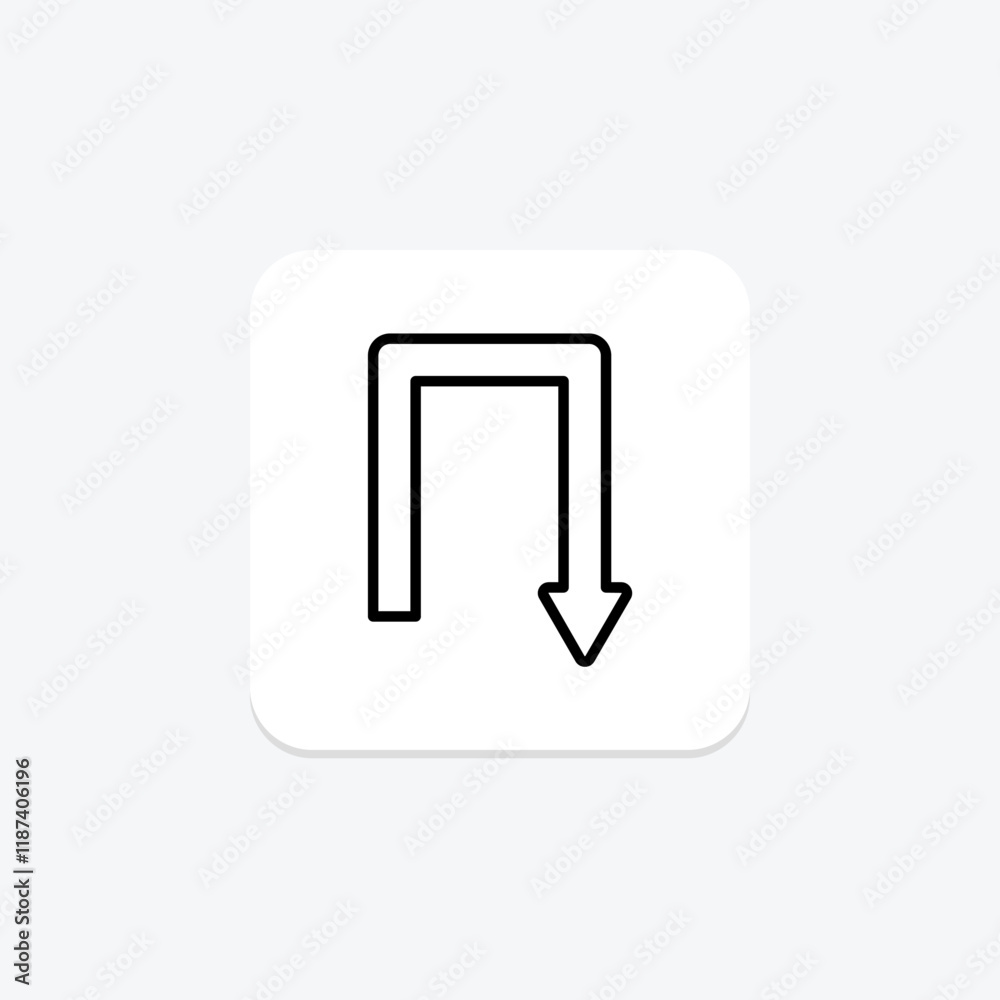 Turn Down line icon , vector, pixel perfect, illustrator file Turn Down line icon , vector, pixel perfect, illustrator file