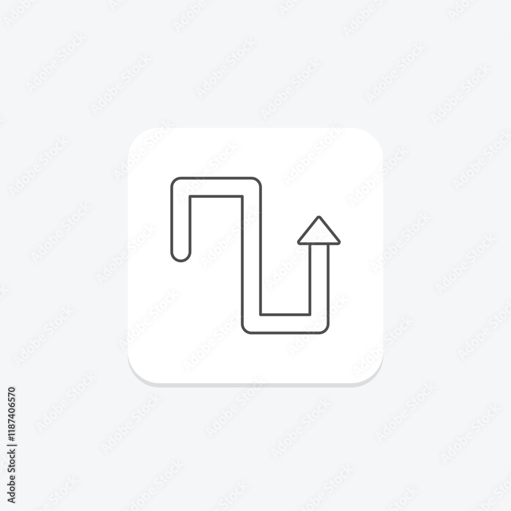 Zig Zag Route thinline icon , vector, pixel perfect, illustrator file Zig Zag Route thinline icon , vector, pixel perfect, illustrator file