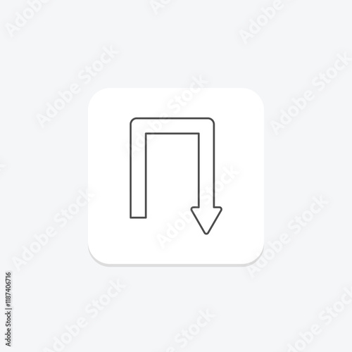 Turn Down thinline icon , vector, pixel perfect, illustrator file