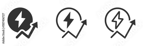 Energy increase vector icon set. Energy increase sign