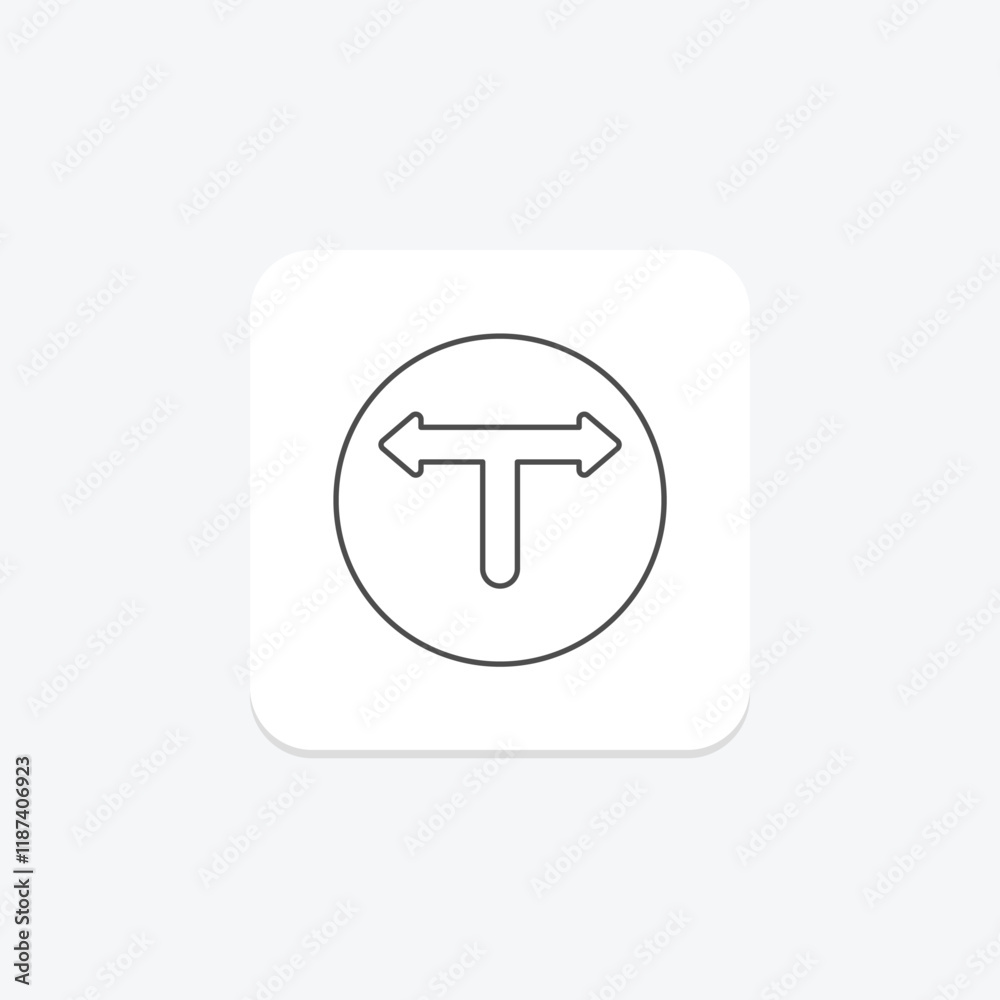 T Junction thinline icon , vector, pixel perfect, illustrator file T Junction thinline icon , vector, pixel perfect, illustrator file