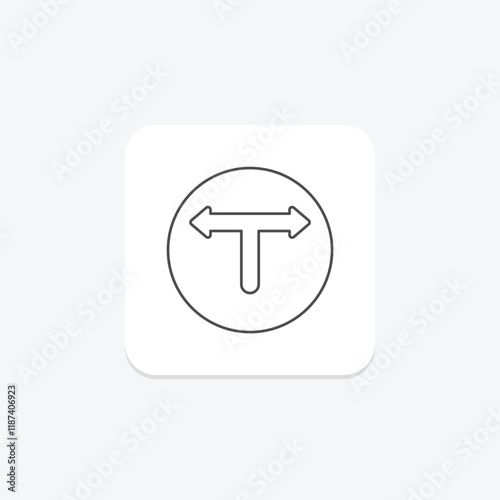 T Junction thinline icon , vector, pixel perfect, illustrator file