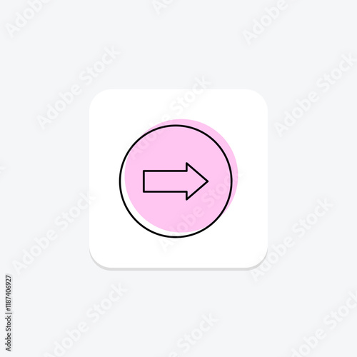 Right Arrow color shadow thinline icon , vector, pixel perfect, illustrator file