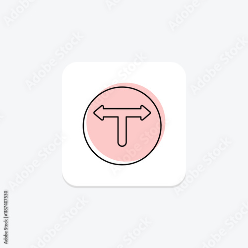 T Junction color shadow thinline icon , vector, pixel perfect, illustrator file