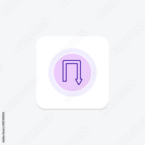 Turn Down color circle icon , vector, pixel perfect, illustrator file