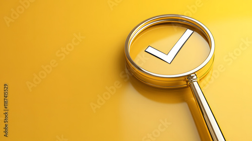 Magnifying glass and check mark icon. Business concept, quality control, approval and contract assignment. 