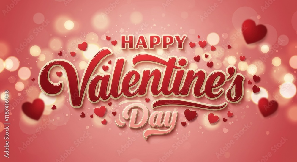 Valentine's Day: Romantic greeting with Hearts and Bokeh Valentine's Day: Romantic greeting with Hearts and Bokeh
