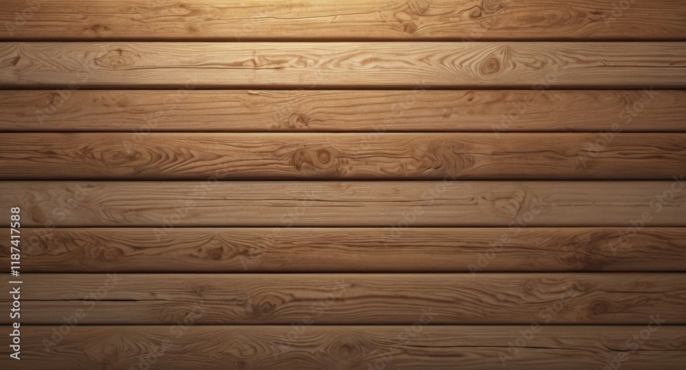 Fototapeta premium Close up view of surface with wooden horizontal planks, displaying unique pattern and light brown tones. The texture and color variation highlight the natural beauty of the wood