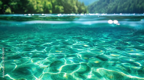   A body of water with trees on both sides