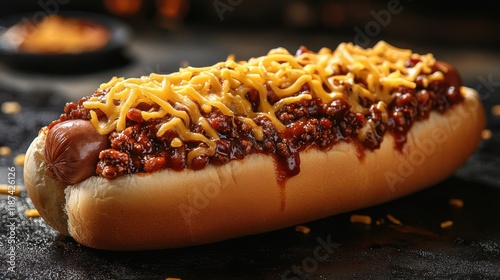 chili dog with cheese isolated on transparent background