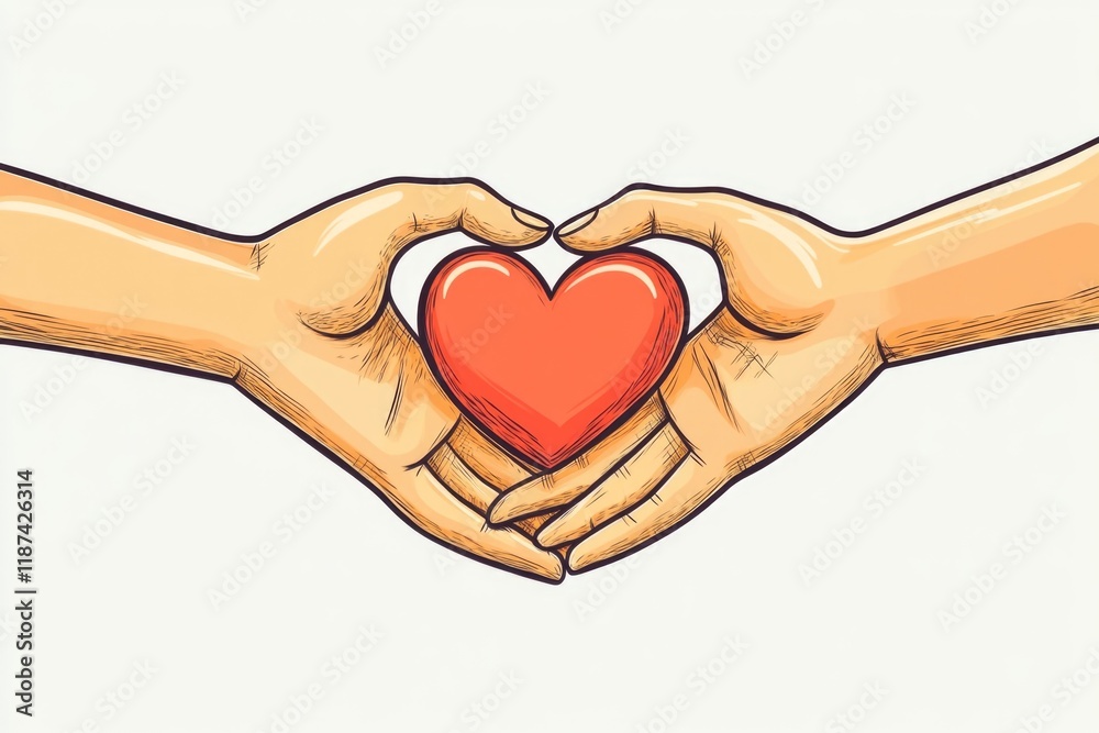 Obraz premium A pair of hands holding a red heart symbolizing love and affection
