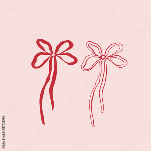 Wallpaper Mural Cherry bow whimsical vector hand drawn illustration Torontodigital.ca