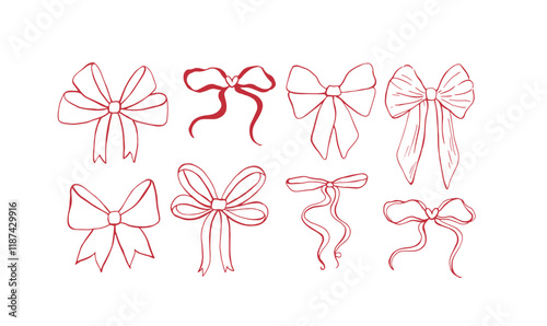 Cherry bow whimsical vector hand drawn illustration