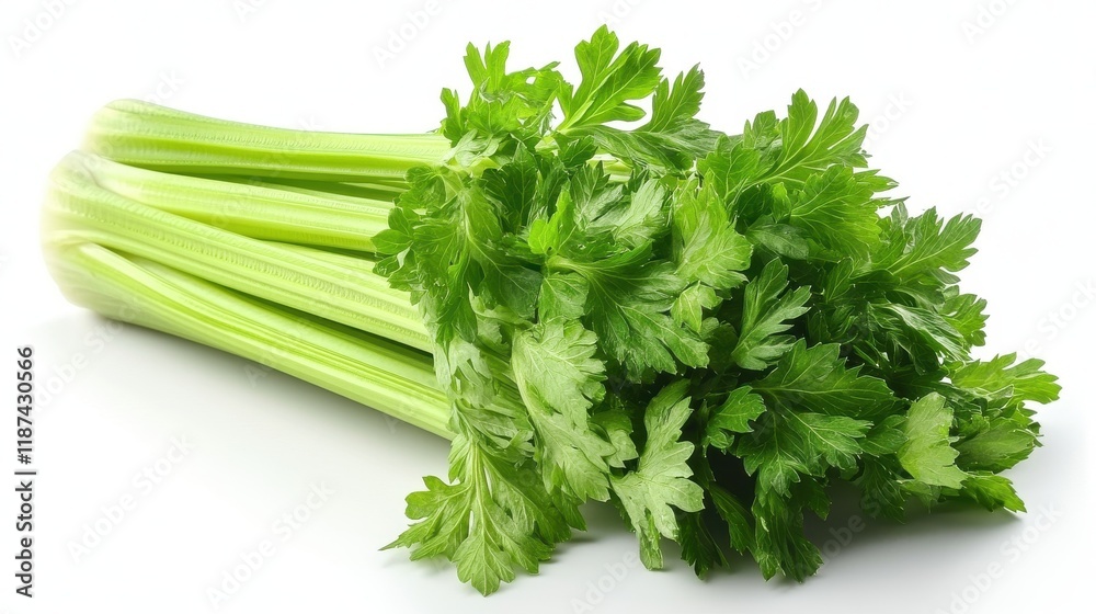 closeup of a celery on a white backgroun closeup of a celery on a white backgroun