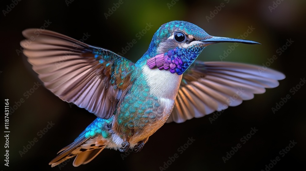 Obraz premium colorful hummingbird isolated on transparent background