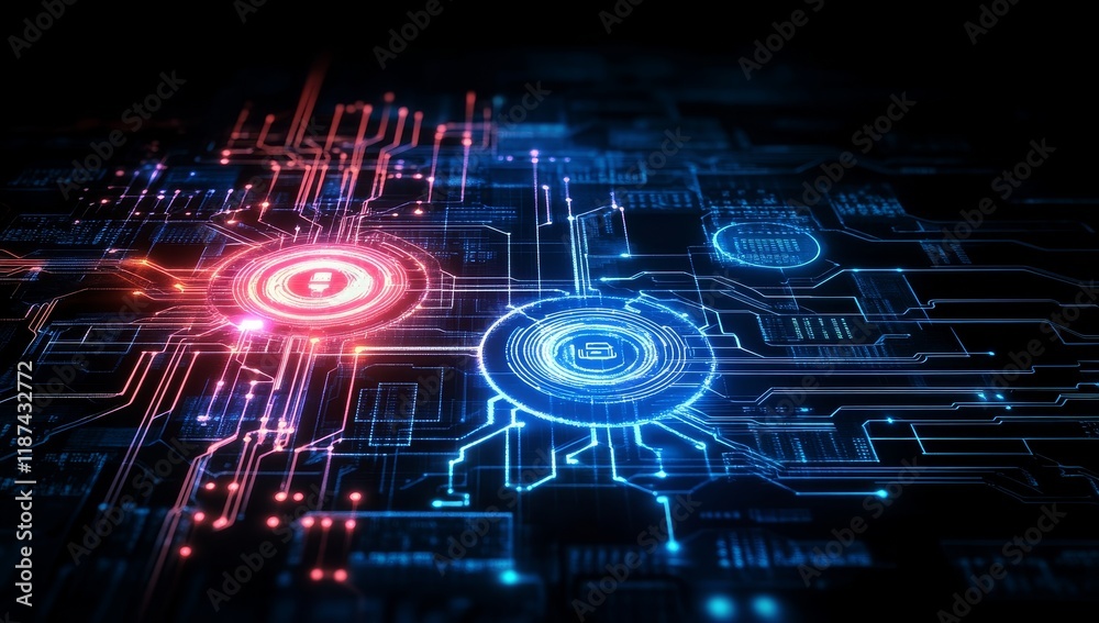 Obraz premium High-tech eye concept illustration emphasizing face recognition and access solutions