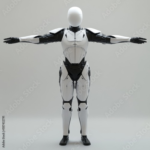 A high-tech, stylistically advanced humanoid robot, an ideal representation of innovation in abstract form. photo