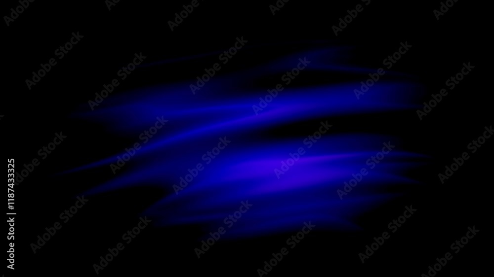 Abstract moving bright blue curves, glowing wavy lines flow on black background. Technology wallpaper, web banner, intro, logo futuristic design. Dark backdrop. Liquid animation. Fluid plasma texture