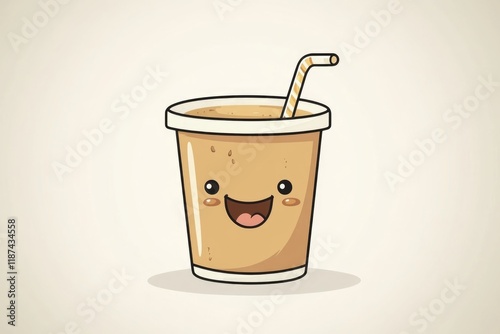 A cup of coffee with a straw stuck in it photo