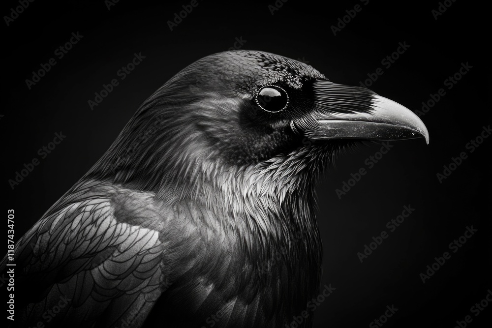A monochrome image of a bird, providing a simple yet striking visual representation