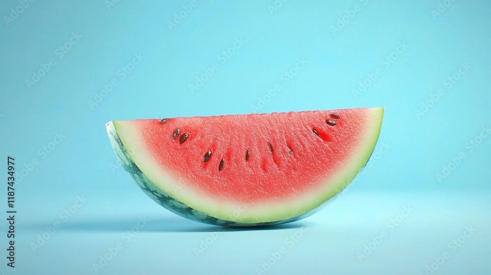 Fresh Watermelon Slice Isolated on Blue Background with Clipping Path Fresh Watermelon Slice Isolated on Blue Background with Clipping Path