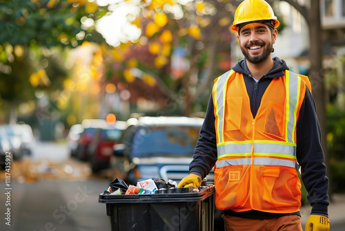 Waste Disposal Professional Collecting Garbage and Rubbish photo