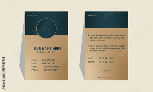 Professional Black-Green and Gold ID Badge Holder Mockup & Modern Corporate Identity Design Template