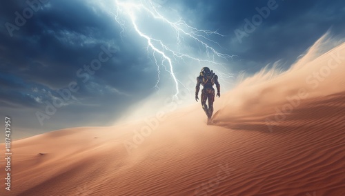 A vivid scene depicting an astronaut, an alien, and a robot donning an armored spacesuit in action, drawing inspiration from Starship Troopers and Star Wars, within the realms of space exploration photo