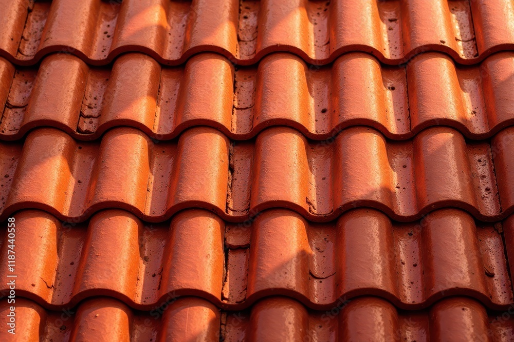 Intricate red clay tile roof texture, seamless repeat , repeating, aged, close-up Intricate red clay tile roof texture, seamless repeat , repeating, aged, close-up