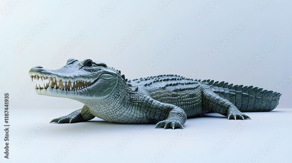 Naklejka premium Realistic Crocodile Isolated on White Background for Creative Use