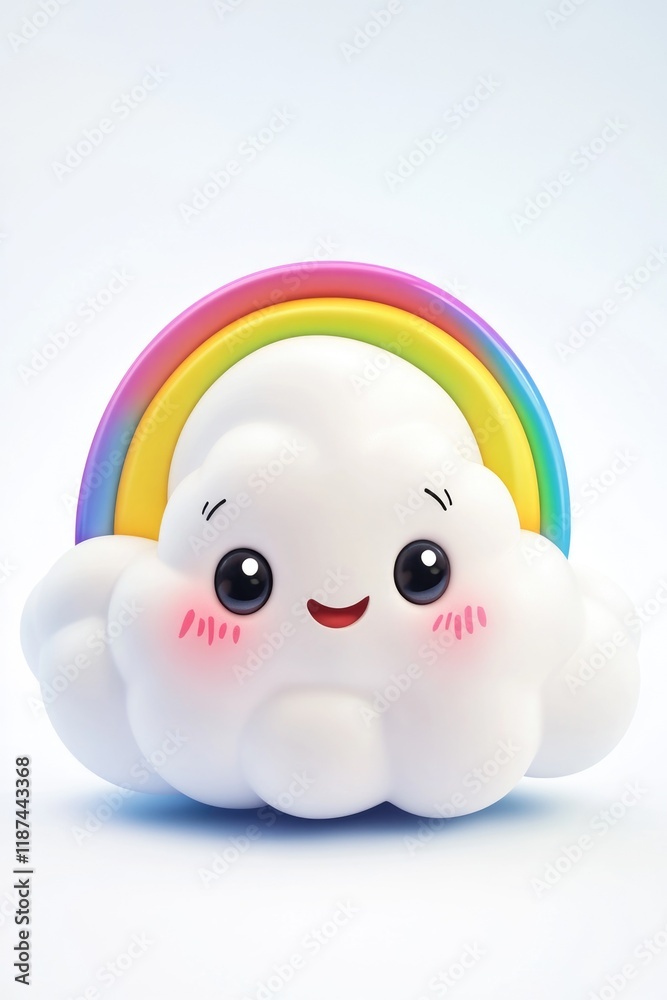 A bright white cloud with a beautiful rainbow visible in the background, great for weather or nature themed designs A bright white cloud with a beautiful rainbow visible in the background, great for weather or nature themed designs