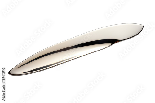 Silver butter knife on a white background showcasing modern design and polished finish ideal for elegant dining experiences photo