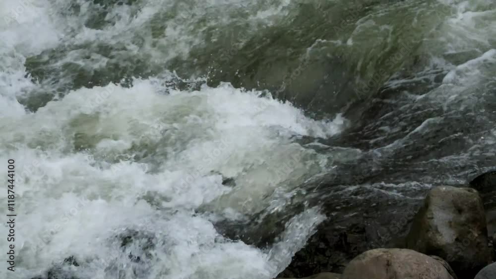 Fast flowing mountain river water.Fast and clear river water waves in rocky cascades.Splash of river water.Green environment and ecology concept.Raw video real time no edit.Footage 4K,60Fps Fast flowing mountain river water.Fast and clear river water waves in rocky cascades.Splash of river water.Green environment and ecology concept.Raw video real time no edit.Footage 4K,60Fps
