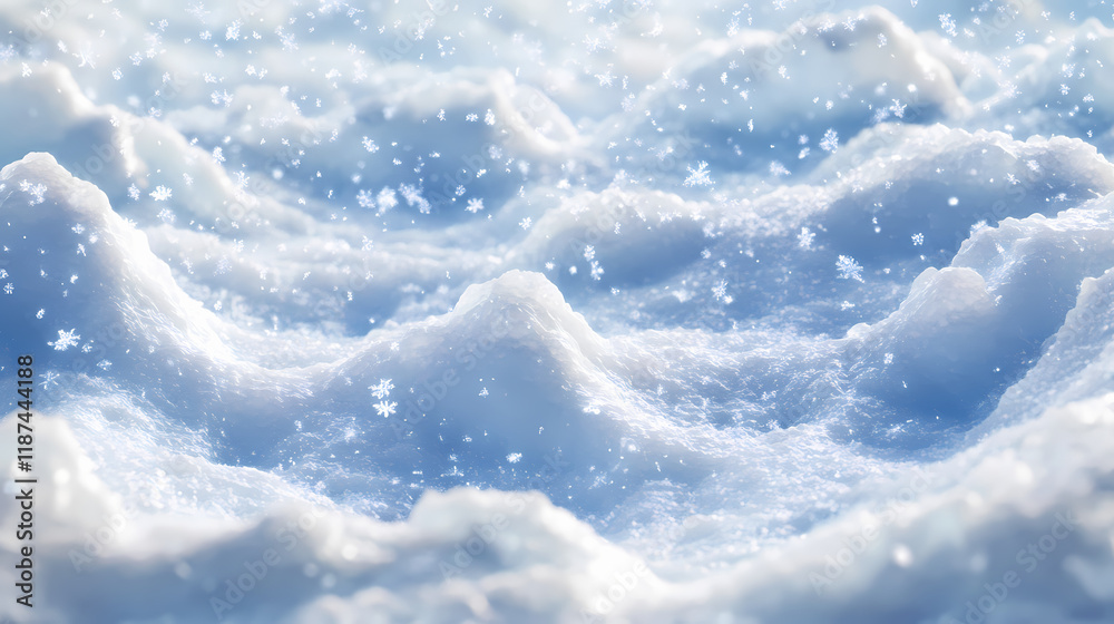 Obraz premium Melt snow in winter. snow caps. blizzards. snowy weather. falling snow flakes. snowfall dust freeze granules. snowstorm. icicles, snowballs and snowdrifts. Stardrift. Illustration