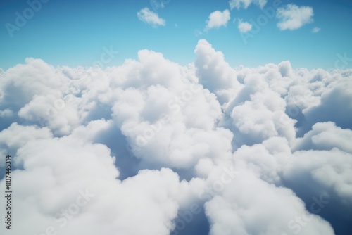 Aerial view of clouds from an airplane window photo