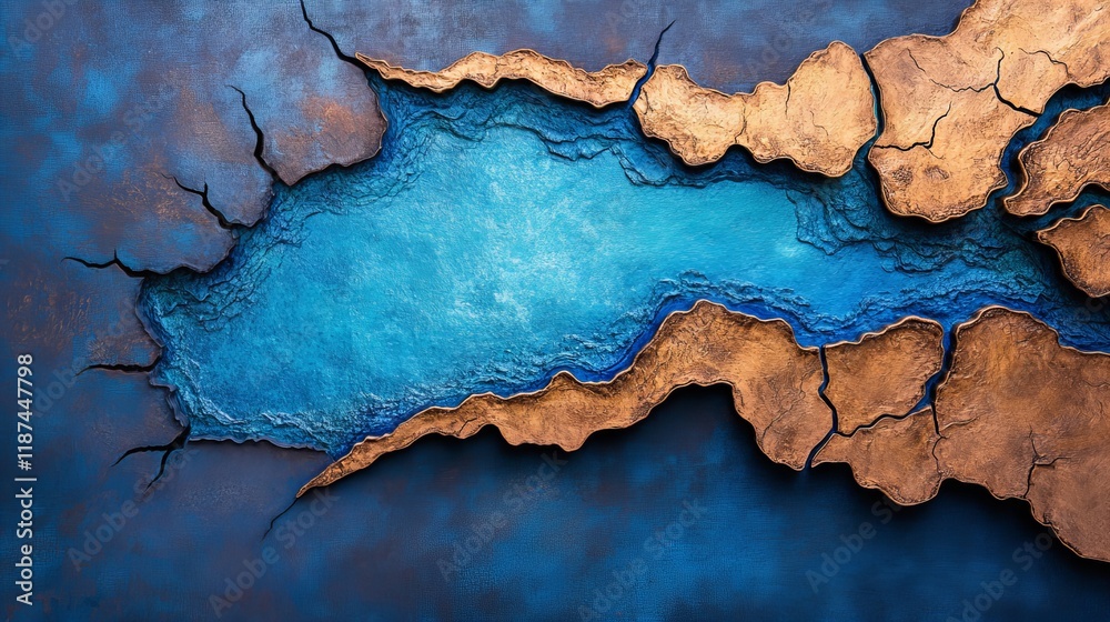 Abstract art featuring a mesmerizing contrast of deep blue and rich copper tones. The texture is remarkably detailed, creating a captivating visual experience. Abstract art featuring a mesmerizing contrast of deep blue and rich copper tones. The texture is remarkably detailed, creating a captivating visual experience.