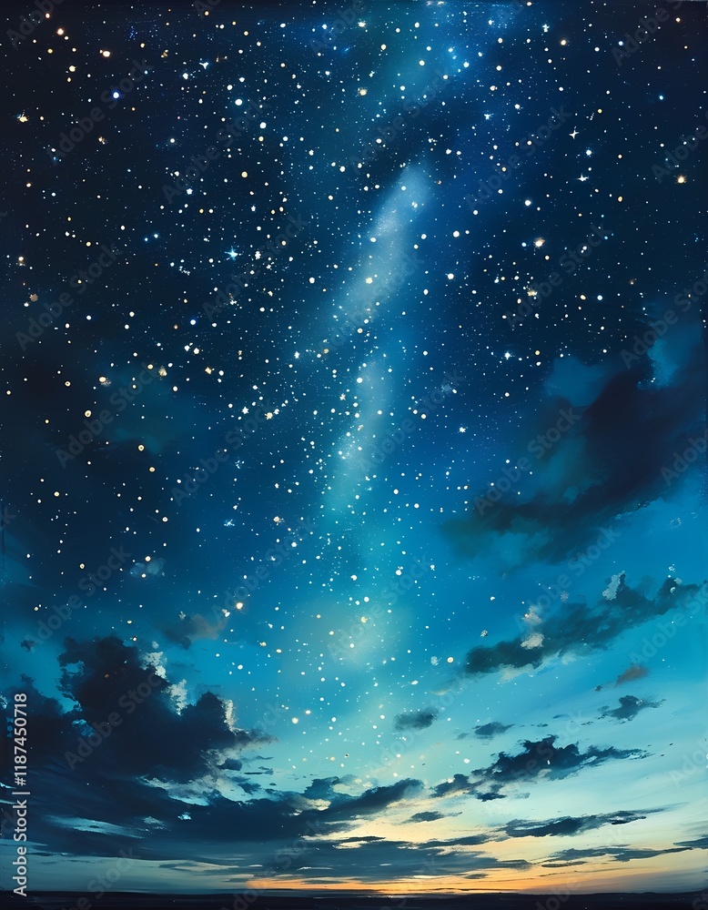 Fototapeta premium A breathtaking night sky filled with countless stars and glowing celestial bodies