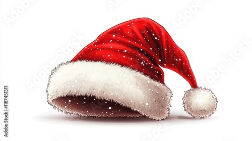 red santa hat isolated on transparent background cartoon style