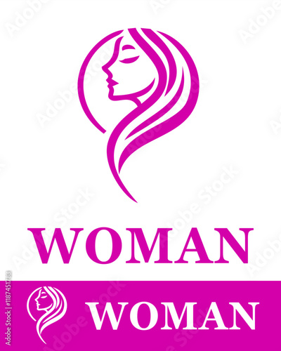 Elegant woman logo design in pink, showcasing feminine beauty, sophistication, and style