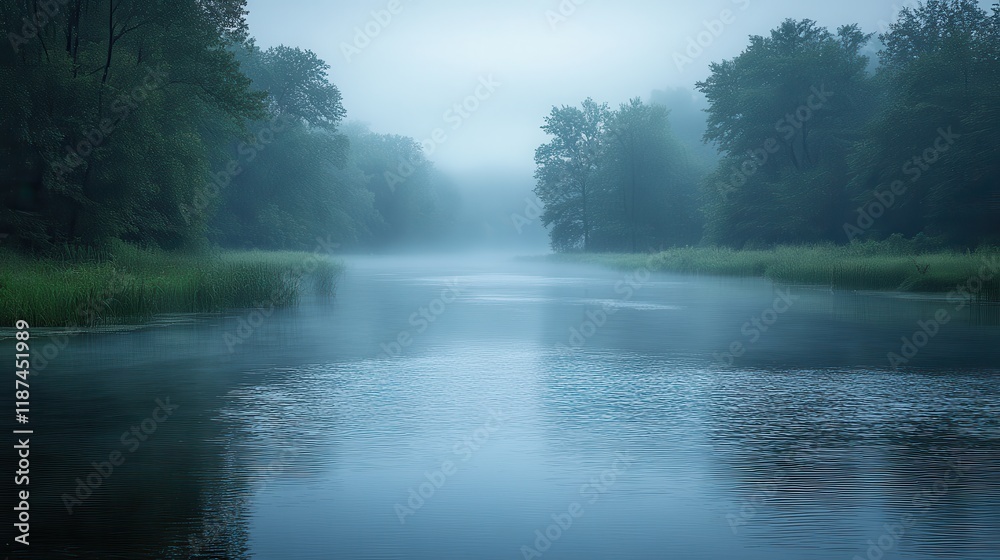 Fototapeta premium rising fog after heavy rainfall