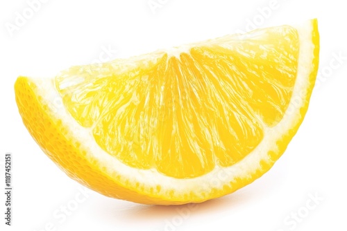 Juicy lemon slice showing refreshing pulp and rind