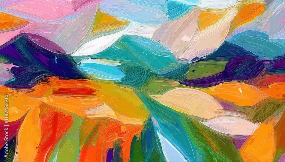 Obraz premium Dynamic Abstract Masterpiece Embracing Modern Impressionism, Showcasing a Vibrant Color Palette and Textured Layers, Evoking Sensations of Mood and Energy.