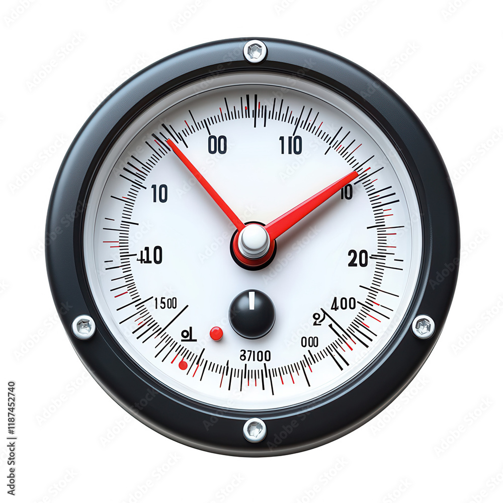 A circular dial showing the current state of electricity consumption on a wattmeter A circular dial showing the current state of electricity consumption on a wattmeter