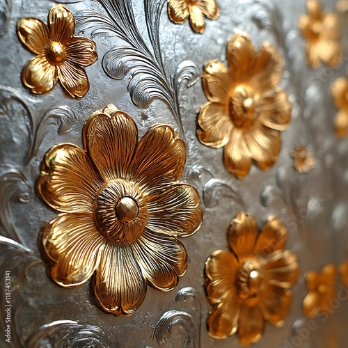 Craftsmanship highlighted ornate metallic floral designs picture photo