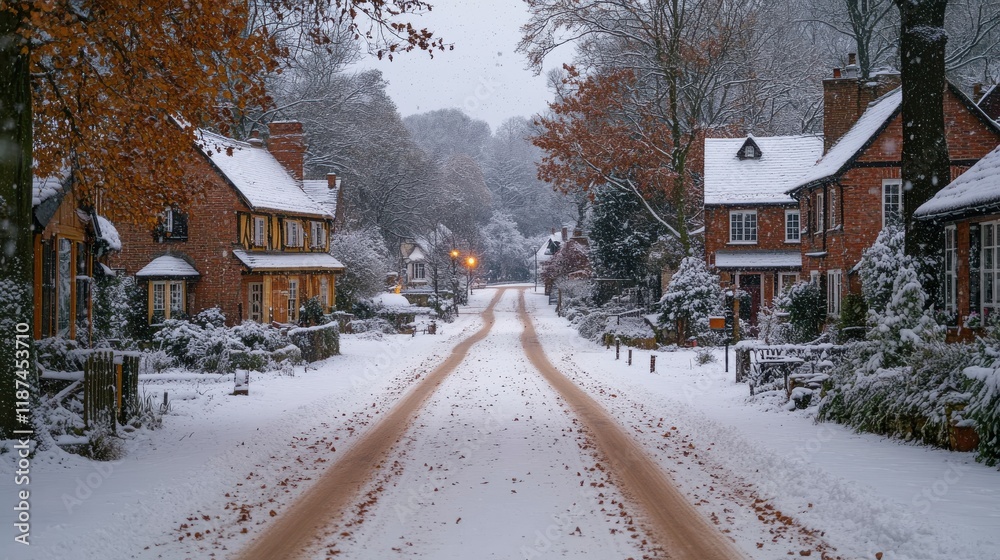 Fototapeta premium snowing in the village