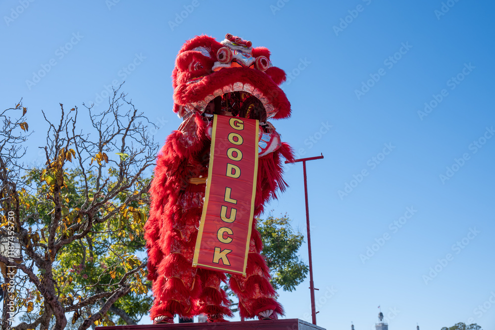 Chinese dragon puppet head It is a popular show during the Chinese New Year