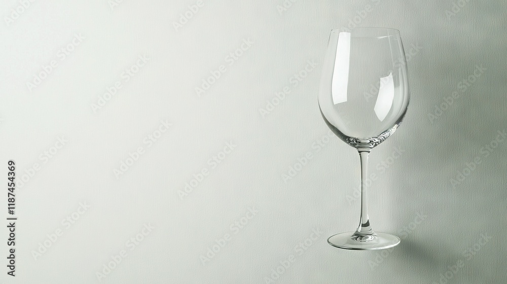 A wine glass sits atop a table, casting a reflection into the white wall A wine glass sits atop a table, casting a reflection into the white wall