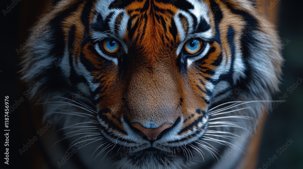 Fototapeta premium tiger close up stock image isolated on a white background tiger