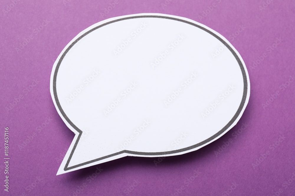Blank speech bubble on purple background. Space for text Blank speech bubble on purple background. Space for text