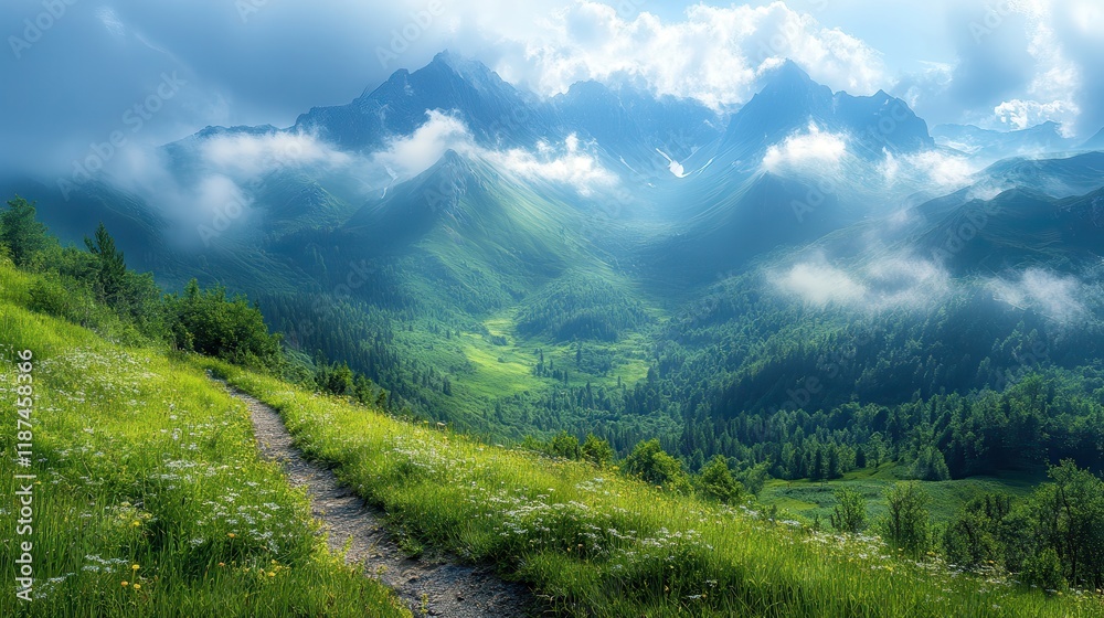 Fototapeta premium view from the mountains in the caucasus